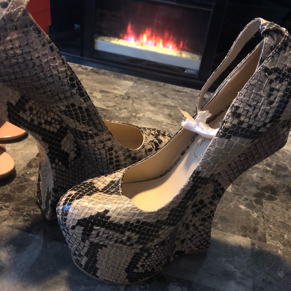 Privileged Snakeskin Wedges